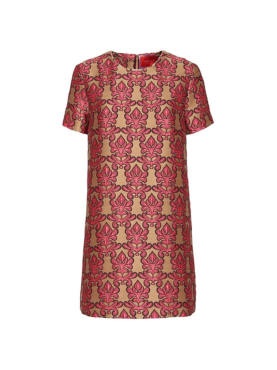 Women's Mini Swing Dress - Herald Jacquard Fuchsia - Size XS