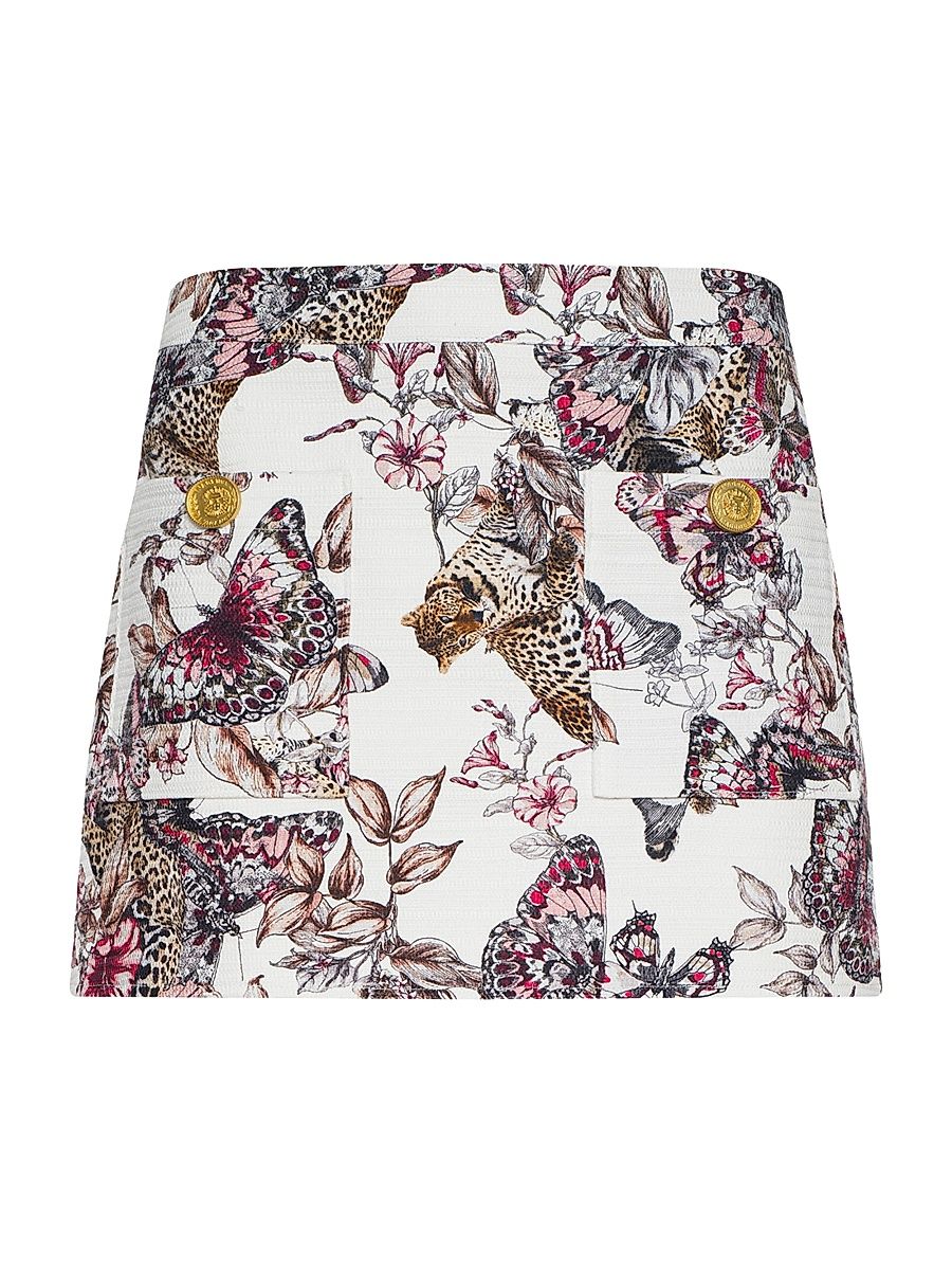 Women's Cyra Jungle Butterfly Printed Miniskirt - White Multi Butterfly Jungle - Size 16