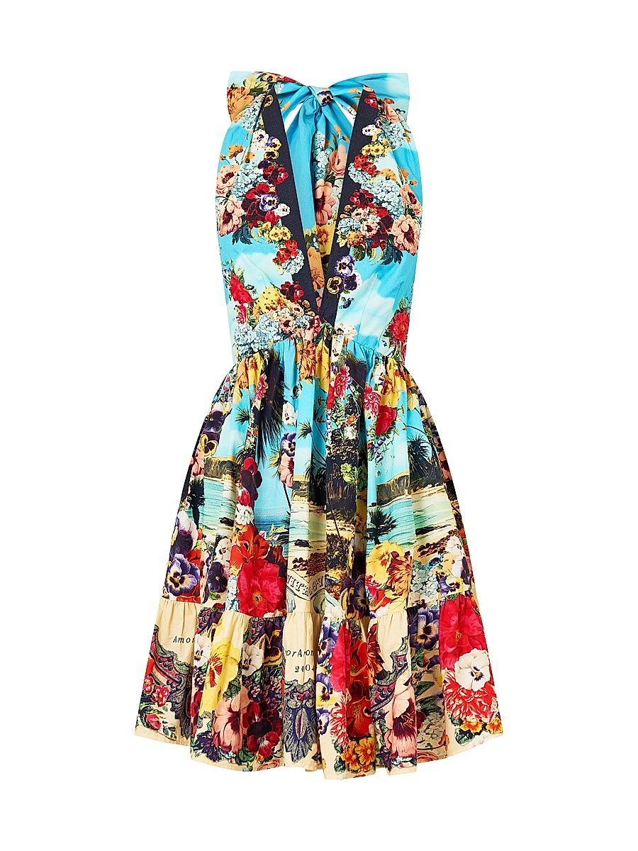 Women's Bathing Bombshell Cotton Halter Minidress - Bathing Bombshell - Size Large