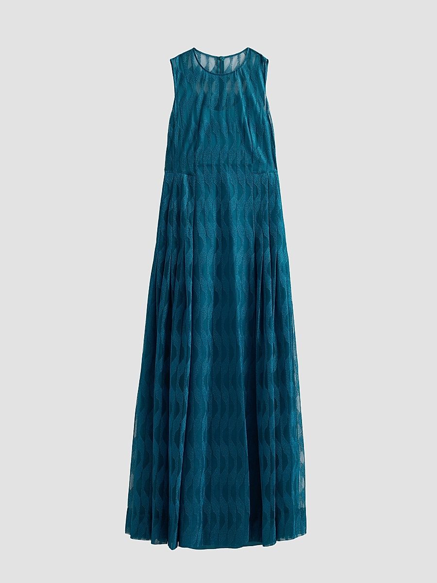 Women's High Plains Embroidered Tulle Sleeveless Pleated Gown - Light Otta - Size 8