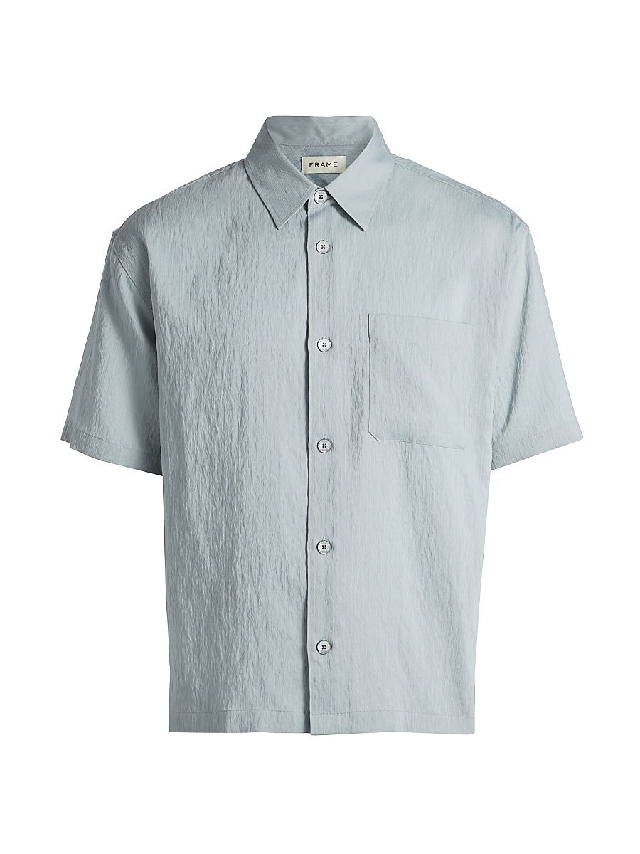 Men's Lightweight Short-Sleeve Shirt - Blue Grey Stripe - Size XXL