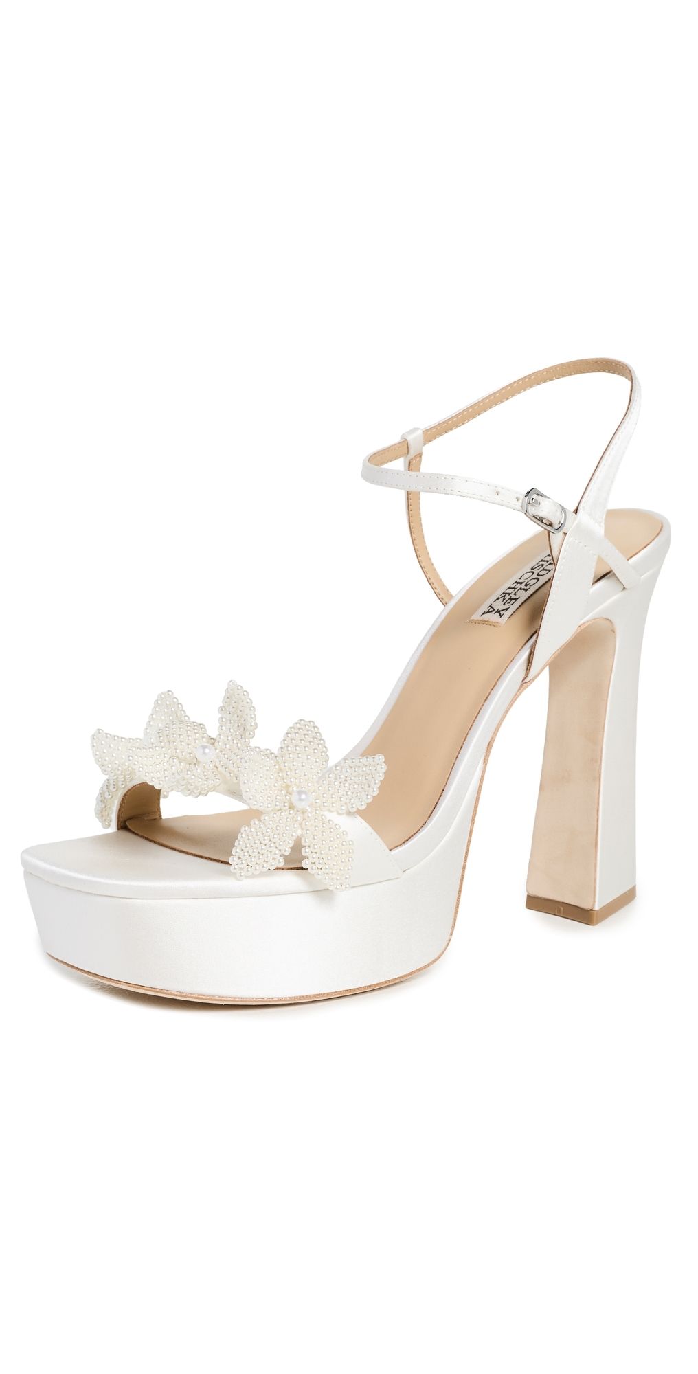 Badgley Mischka Wicket Platform Heels White Satin 8.5