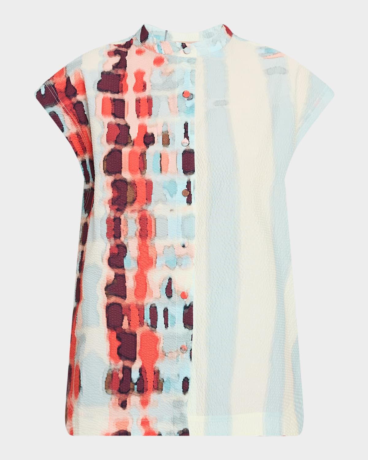 Adele Short-Sleeve Textured Blouse