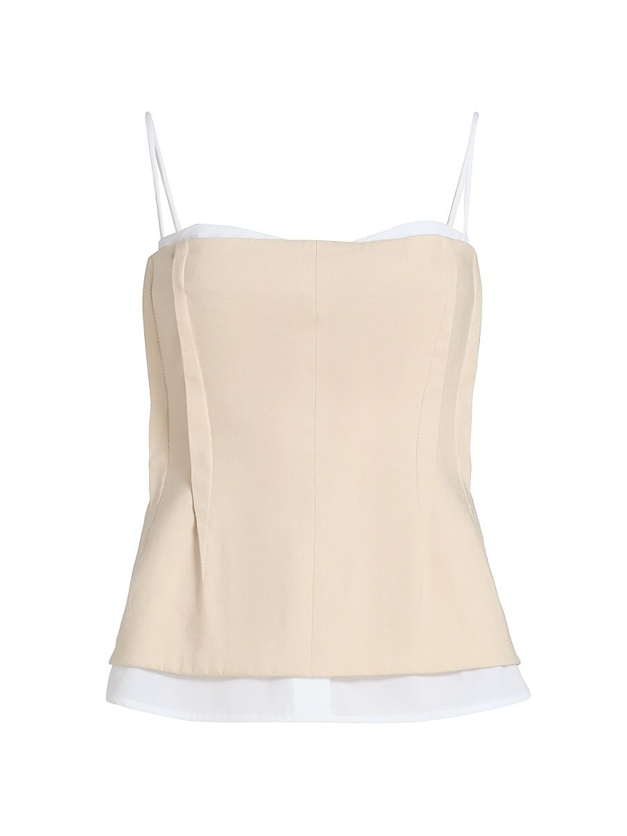 Women's Cayden Linen Bustier Top - Sand Multi - Size 10