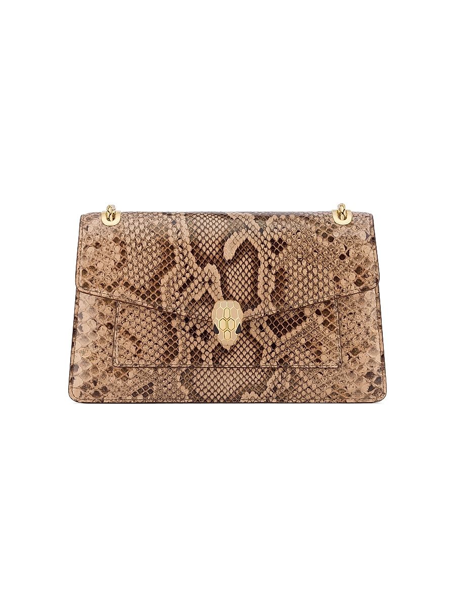 Women's Serpenti Forever Python Shoulder Bag - Travertine Bronze