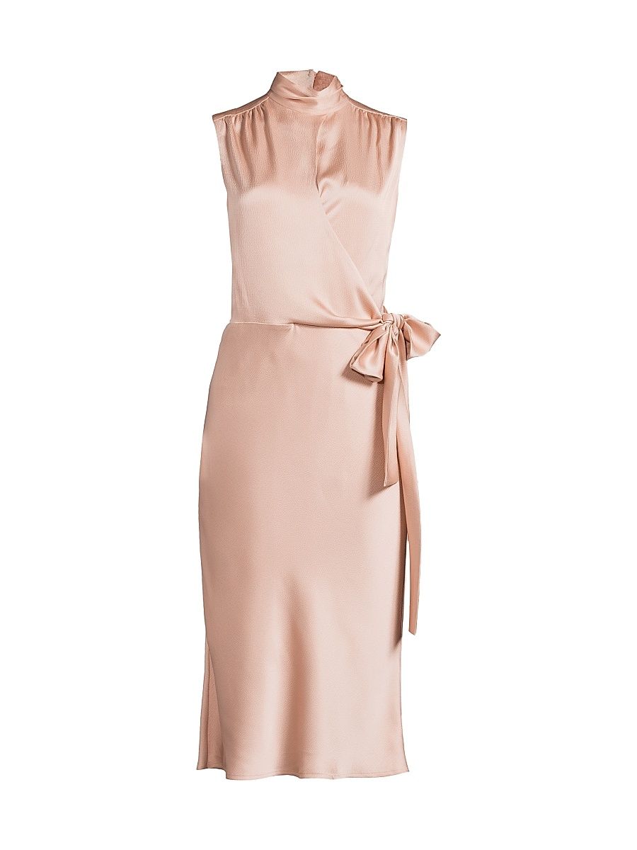 Women's Joi Satin Tie-Waist Midi-Dress - Blush Pink - Size XL