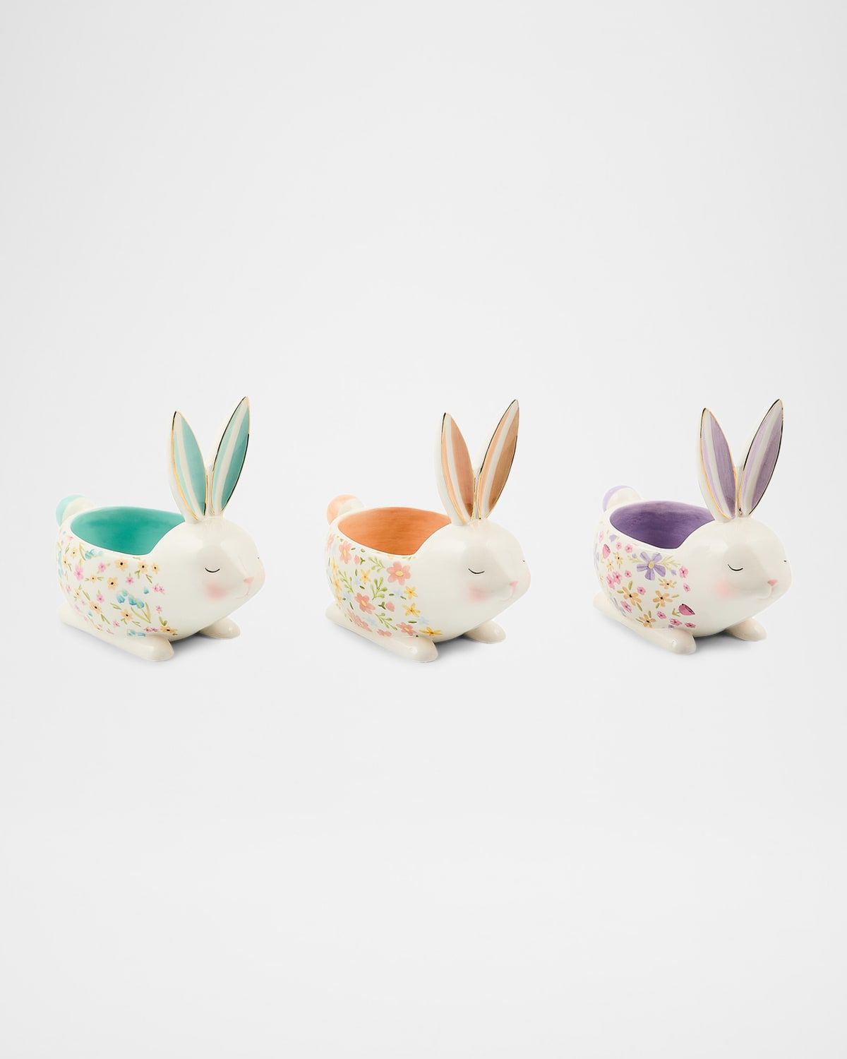 Posie Patch Ceramic Rabbit Candy Dishes, Set of 3