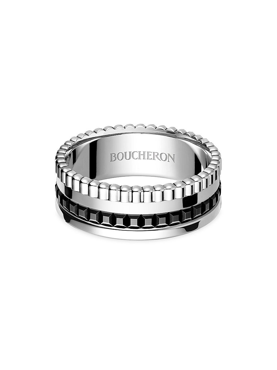 Unisex Quatre Black Edition 18K White Gold & PVD Ring - White Gold - Size 7.5