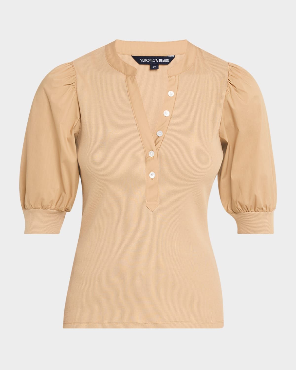 Coralee Puff Sleeve Button-Front Top