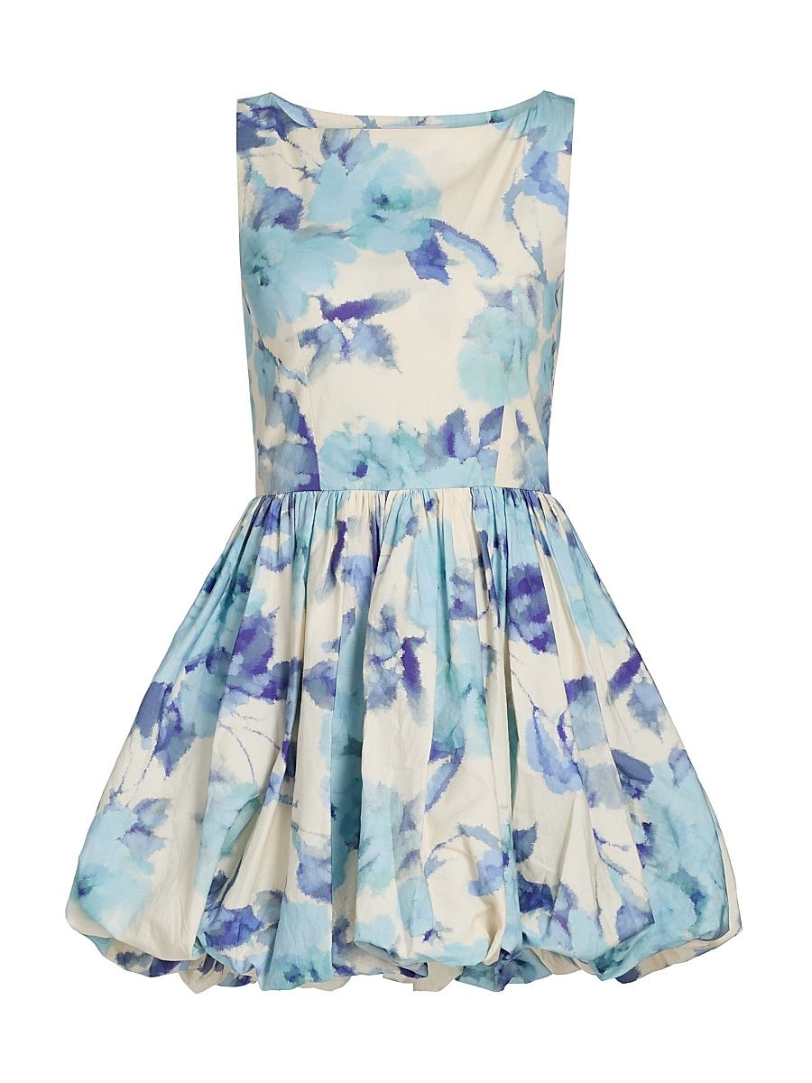 Women's Ananya Satin Cotton-Blend Bubble Minidress - Blue Rose - Size Large