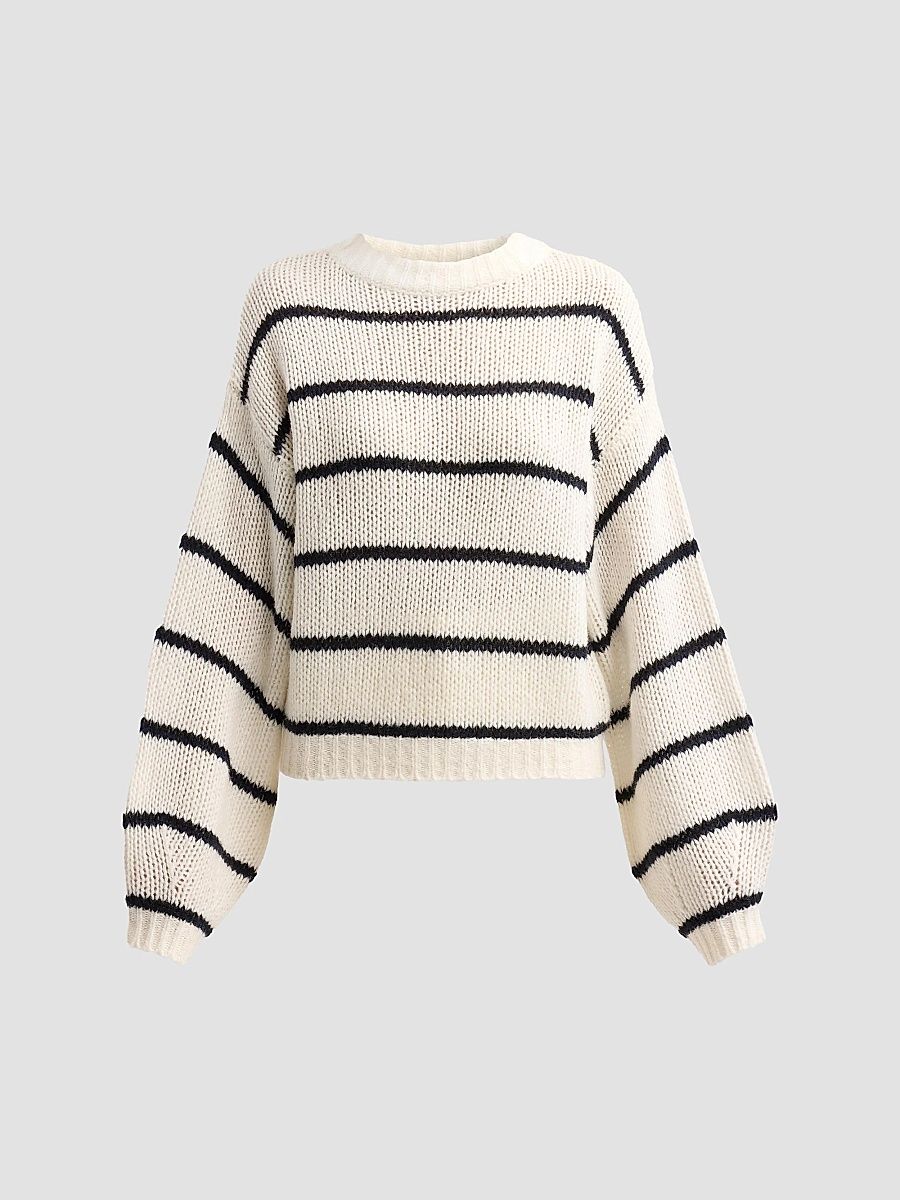 Women's Sabelle Striped Cashmere-Silk Sweater - Cream Black Navy - Size Medium