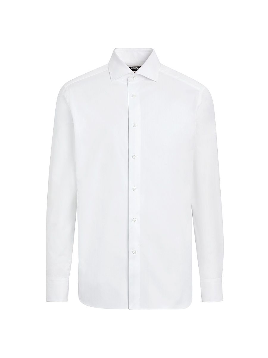 ZEGNA Men's Sea Island Cotton Long-Sleeve Tailoring Shirt - White - Size 18