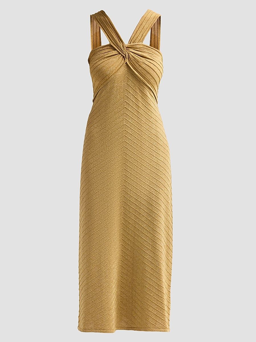 Women's Talia Glitter Midi Dress - Gold - Size Large
