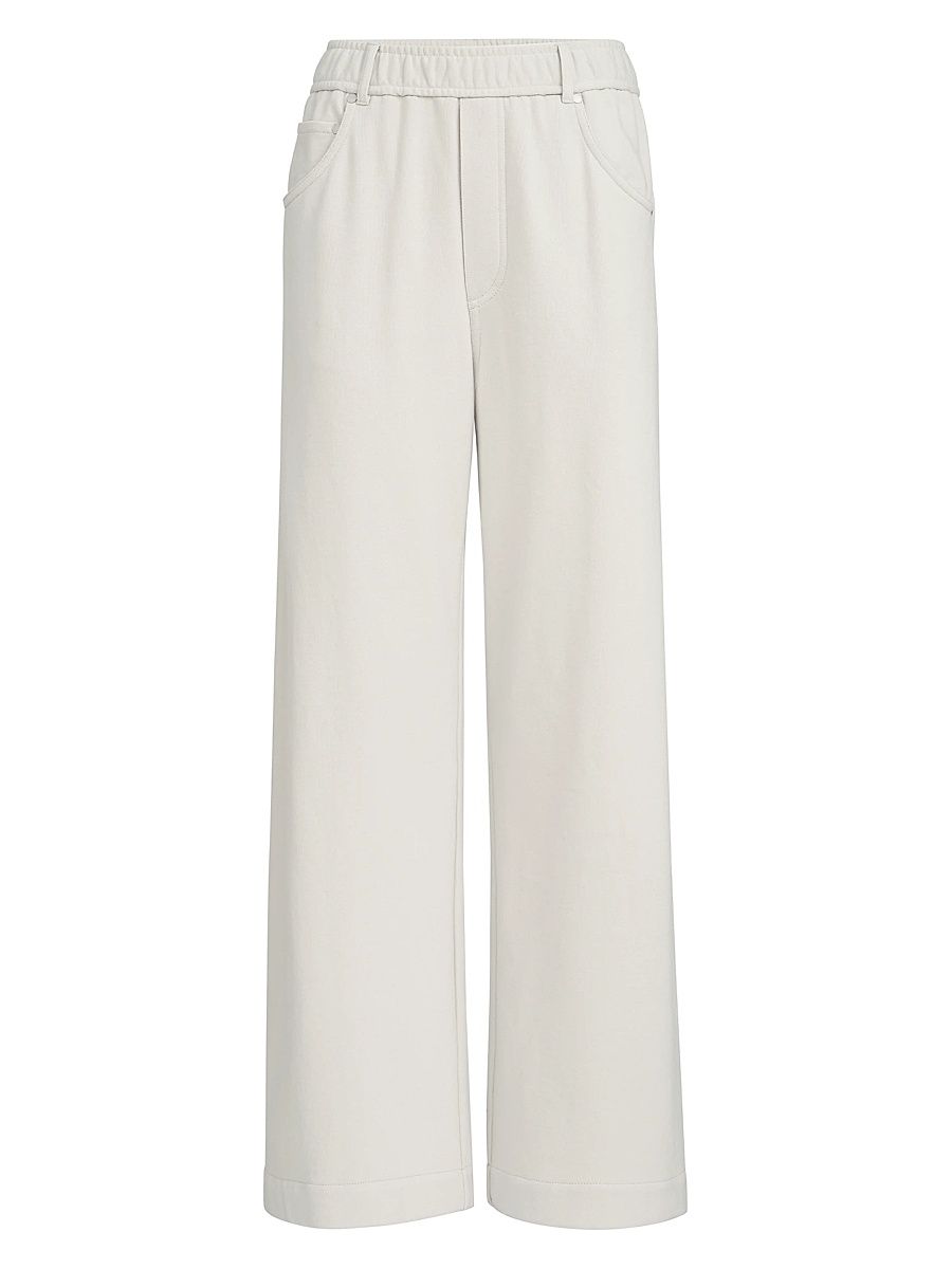 Women's Cotton Smooth French Terry Track Trousers - Milk - Size XXXXL