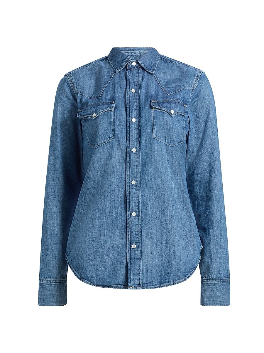 Women's Western Denim Button-Front Shirt - Canaria Wash - Size XL