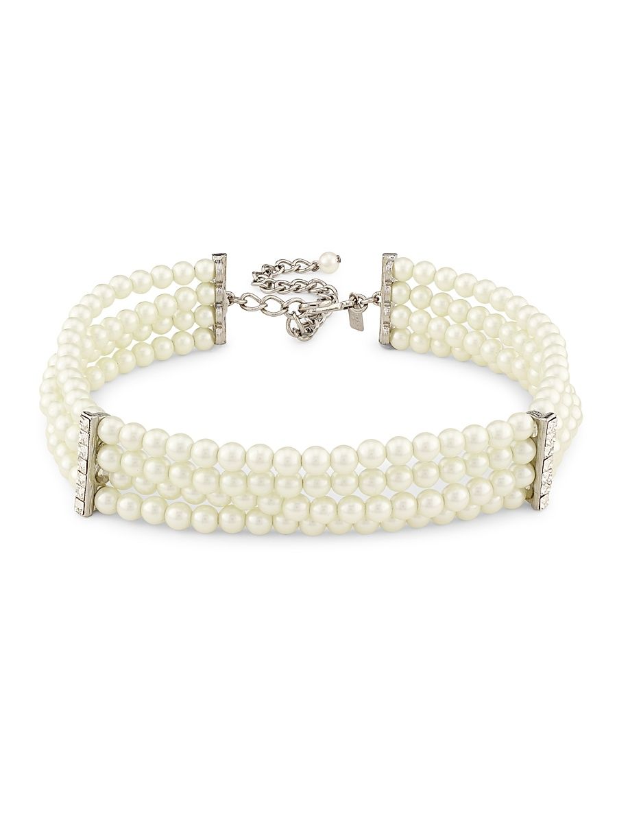 Women's Rhodium-Plated, Pearl & Glass Crystal Choker - Pearl