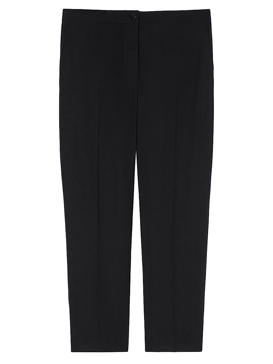 Women's Straight Fit Pure Woollen Cloth Trousers - Black - Size 22