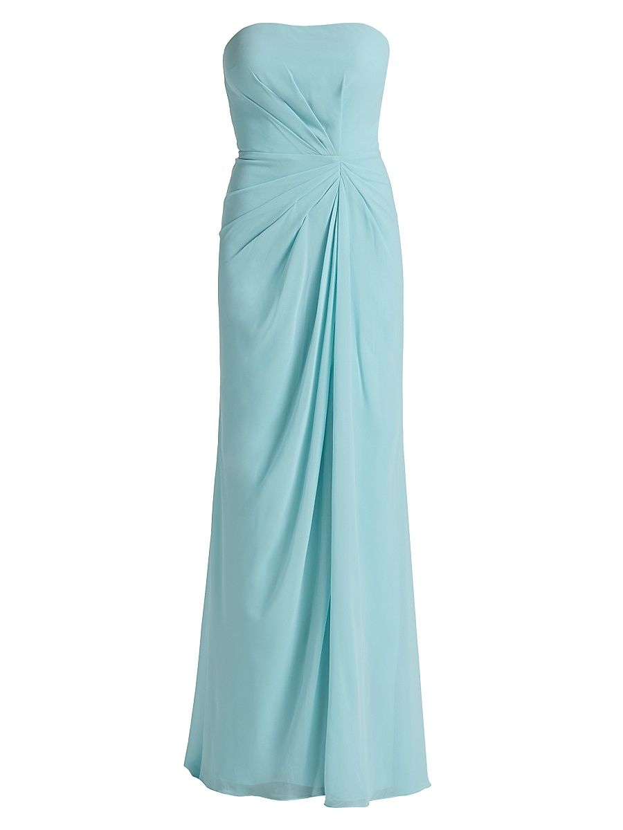 Women's Fleuri Pleated Strapless Gown - Baby Blue - Size 18