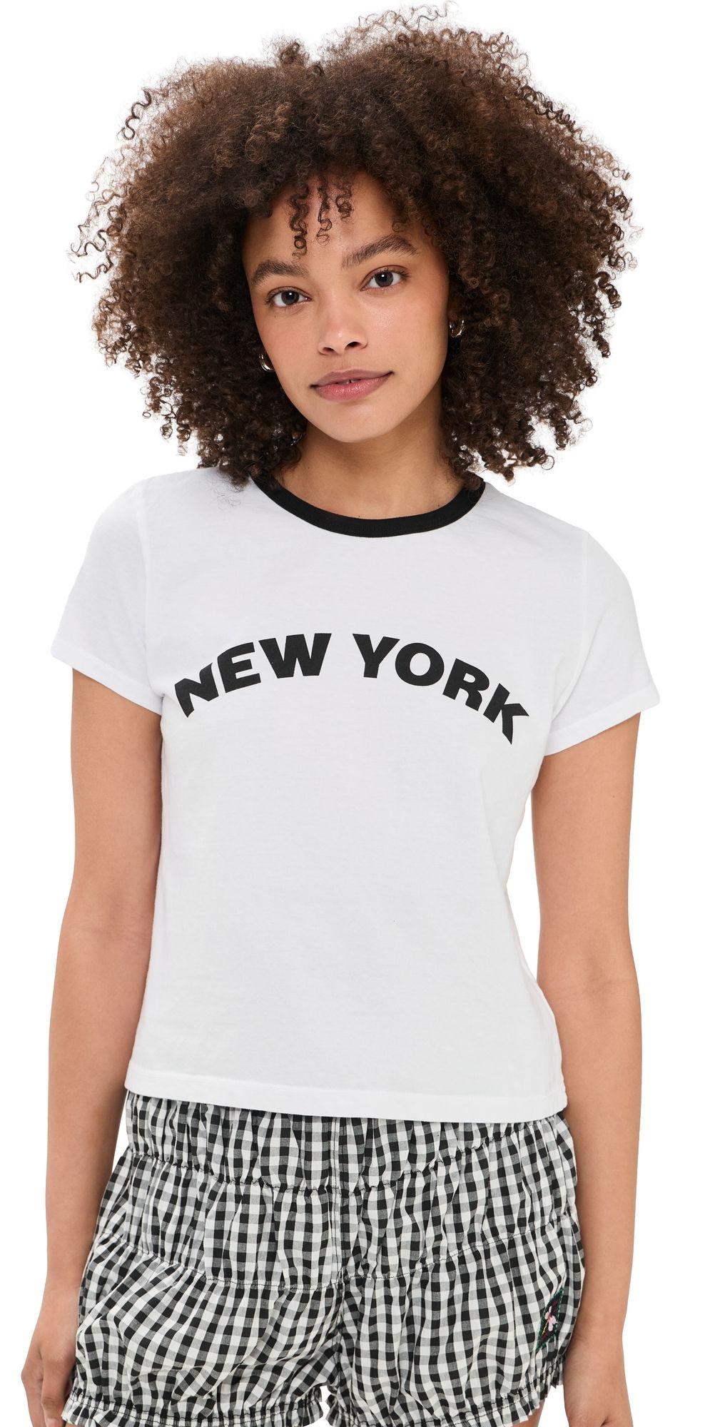 Sunny Somewhere New York Ringer Tee White / Black M