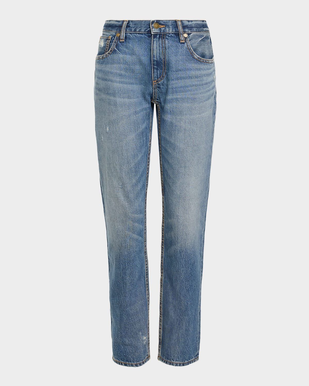 Milla Distressed Low-Rise Tapered Jeans