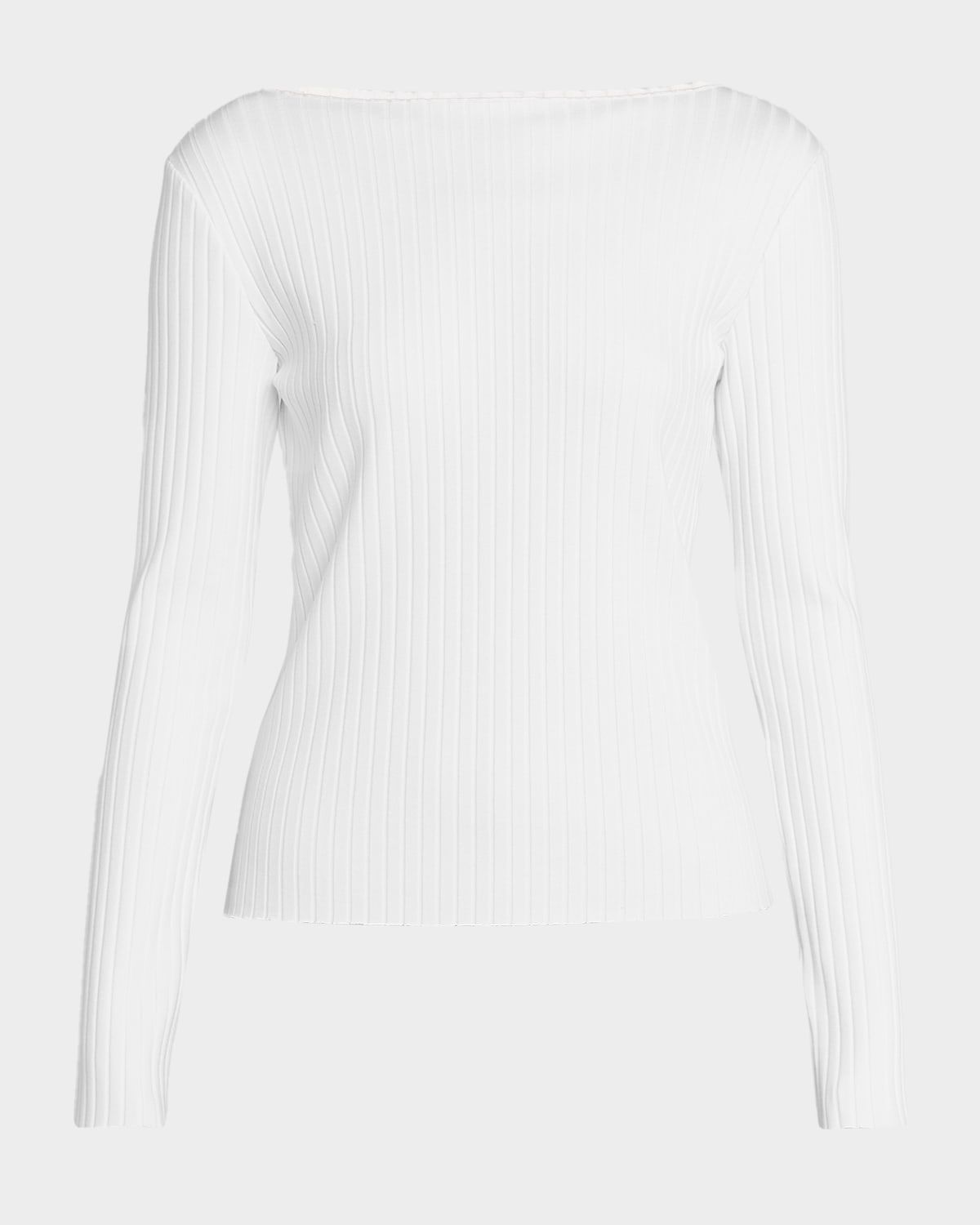 Ribbed Long-Sleeve High-Neck Top