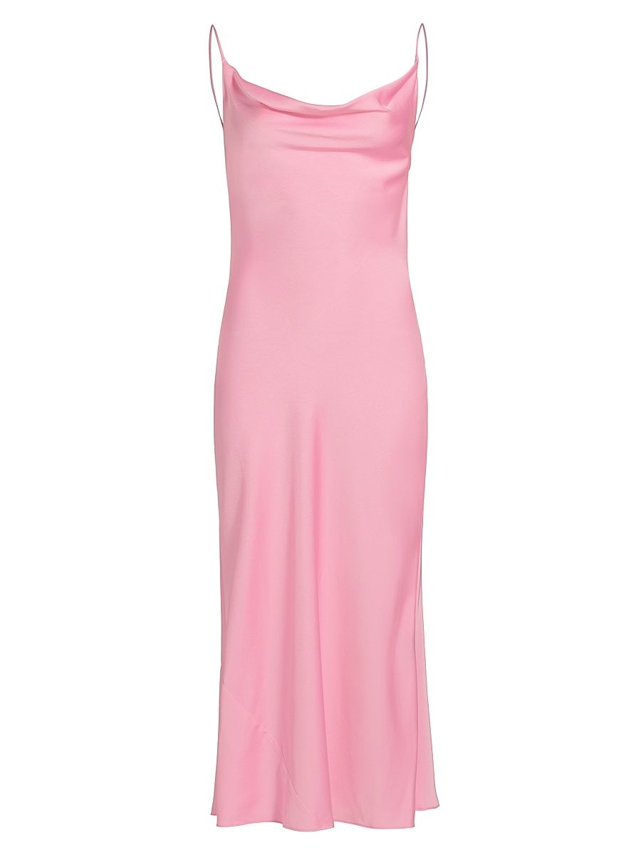 Women's Satin Cowlneck Midi-Dress - Lotus - Size 12