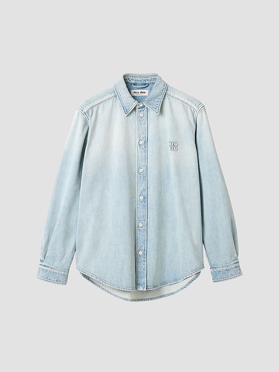Women's Washed Denim Shirt - Blue - Size 8