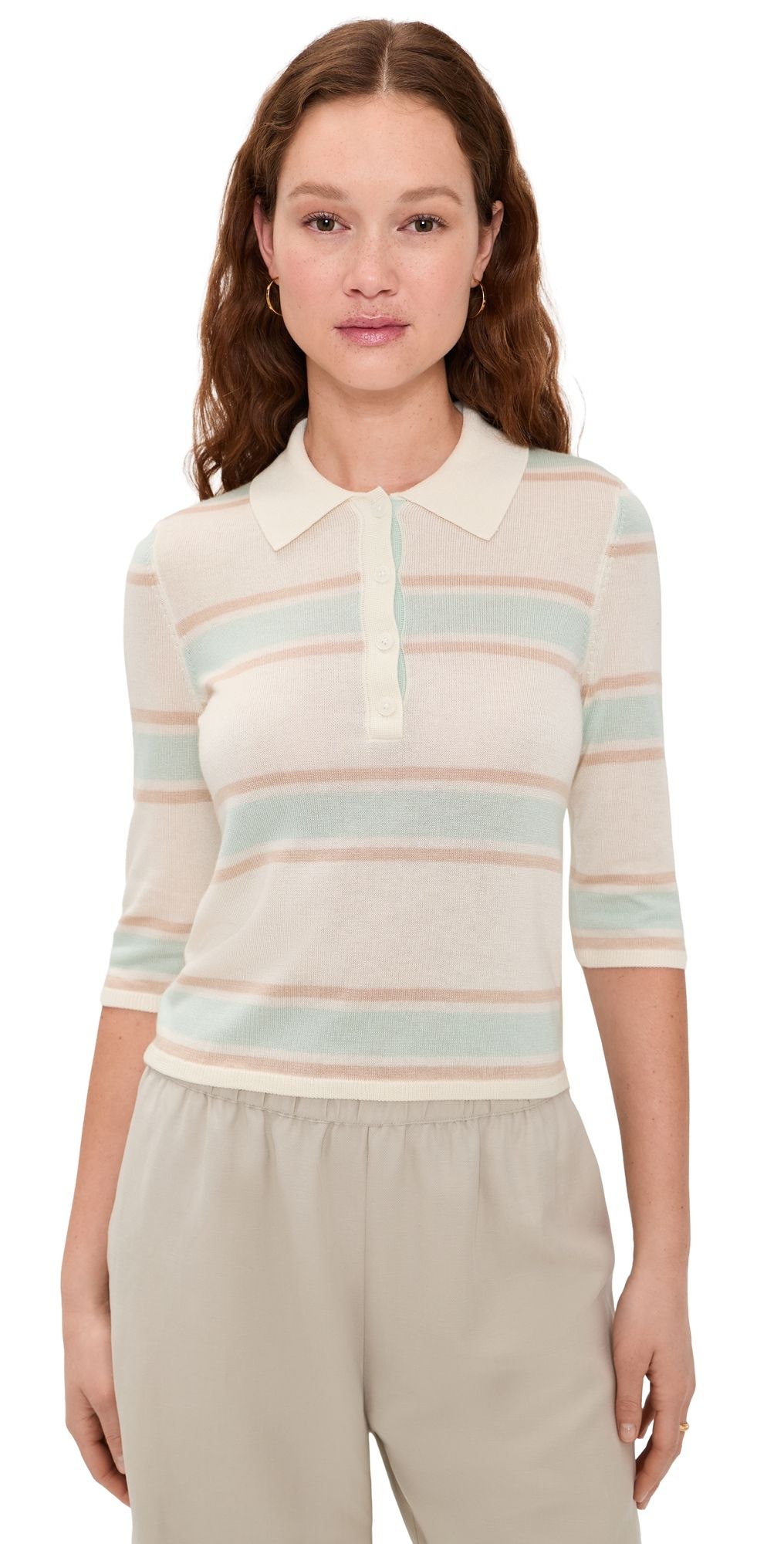 RE/DONE The Range Polo Top Light Mint Combo M