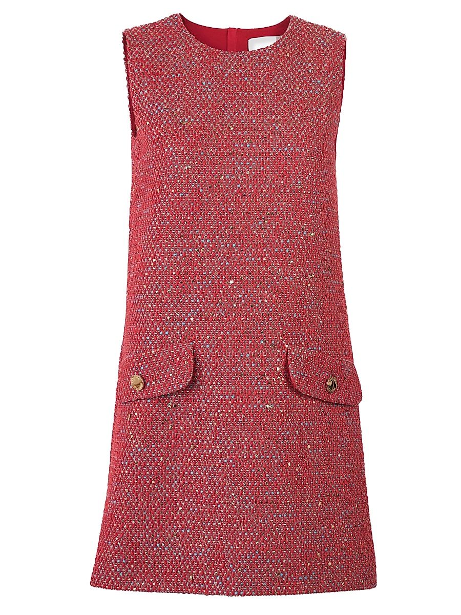 Women's Metallic Tweed Shift Minidress - Herrera Red Multi - Size 6