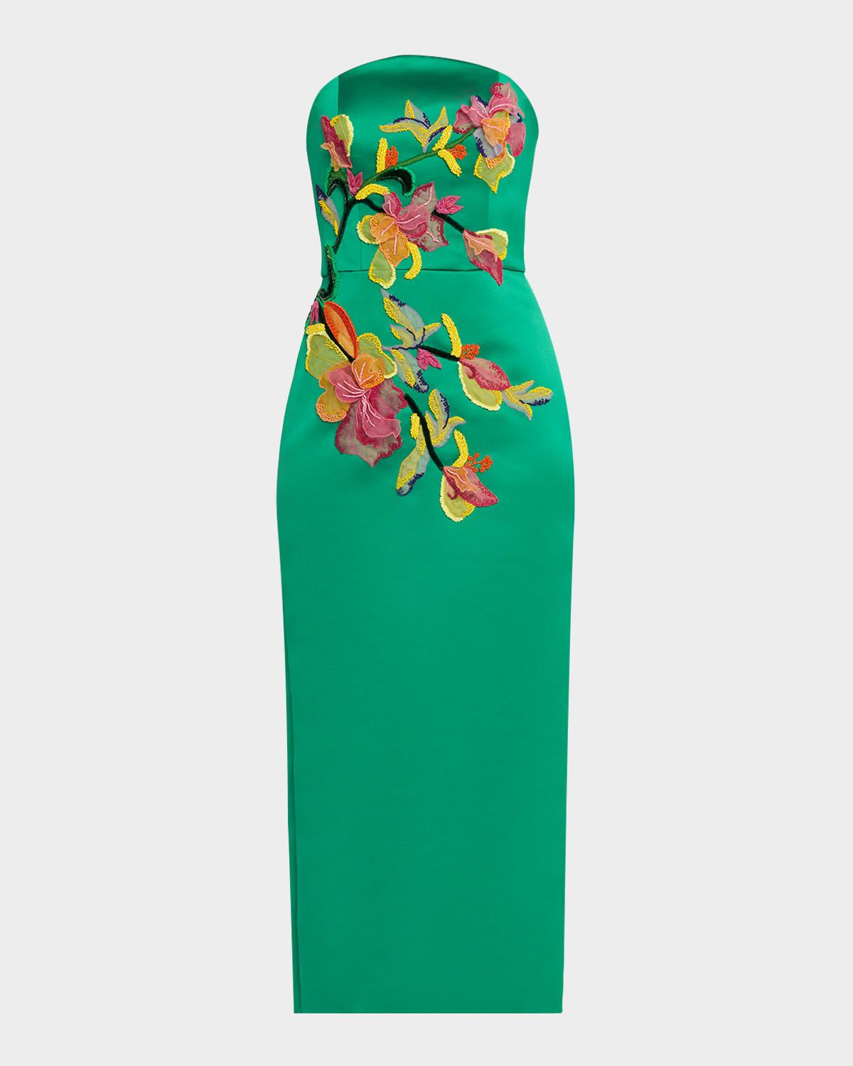 Arch Strapless Embroidered Column Cocktail Dress