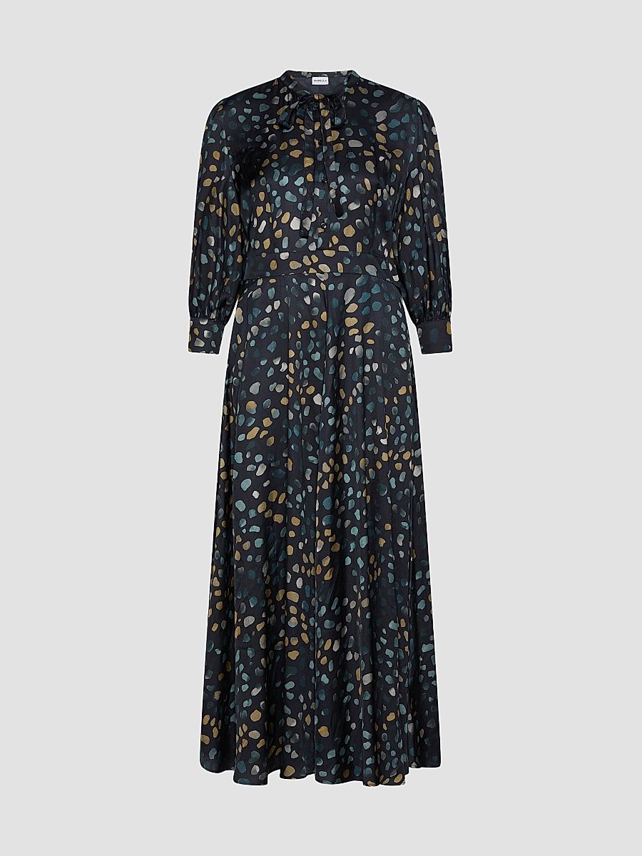Women's Shirt Dress with Ribbon Ties - Navy - Size 0