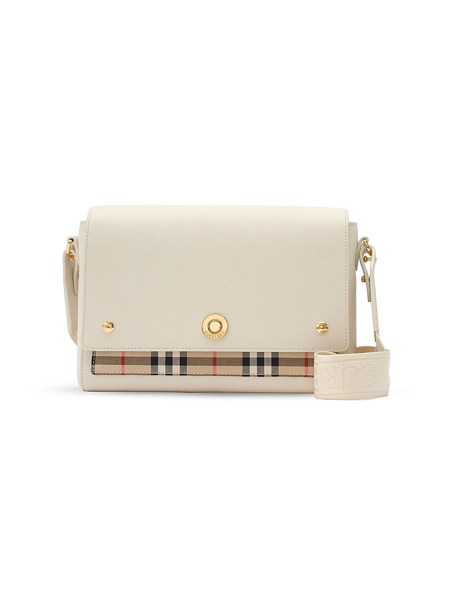 Women's Note Medium Check & Leather Crossbody Bag - Soap