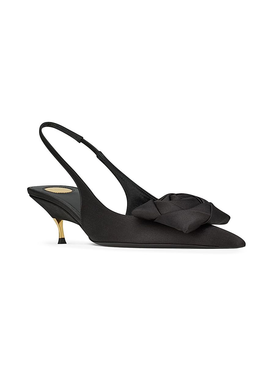Women's Dakota Slingback Pumps in Satin Crepe - Black - Size 6