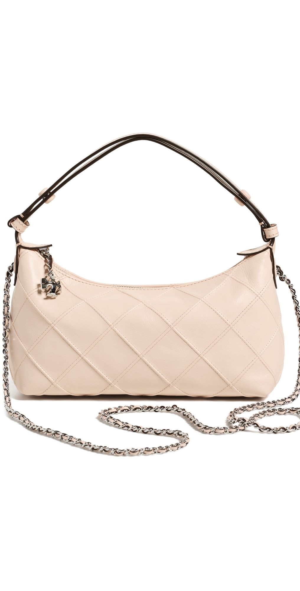 Tory Burch Fleming Distressed Pouchette Shoulder Bag Soft Pink One Size