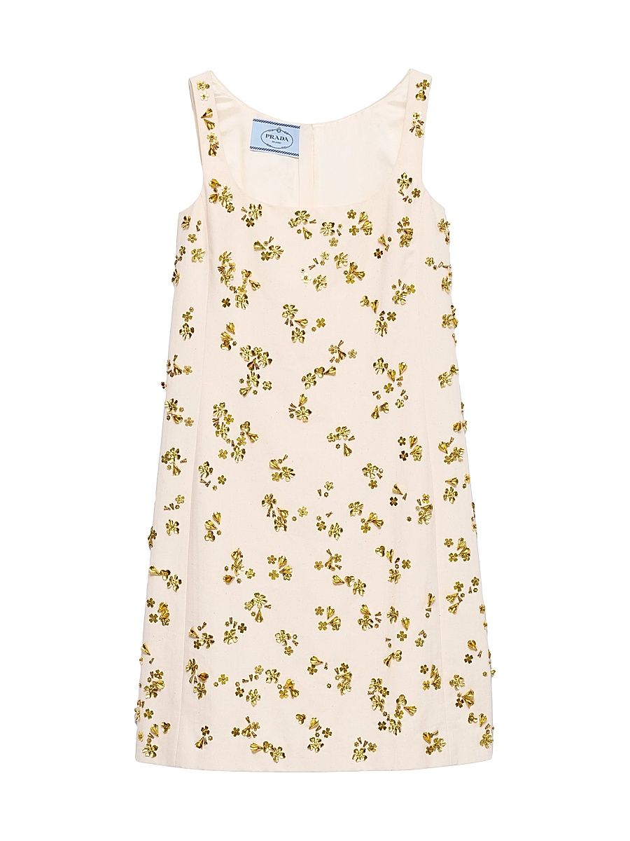 Women's Embroidered Chevron Mini-dress - Beige Multi - Size 8