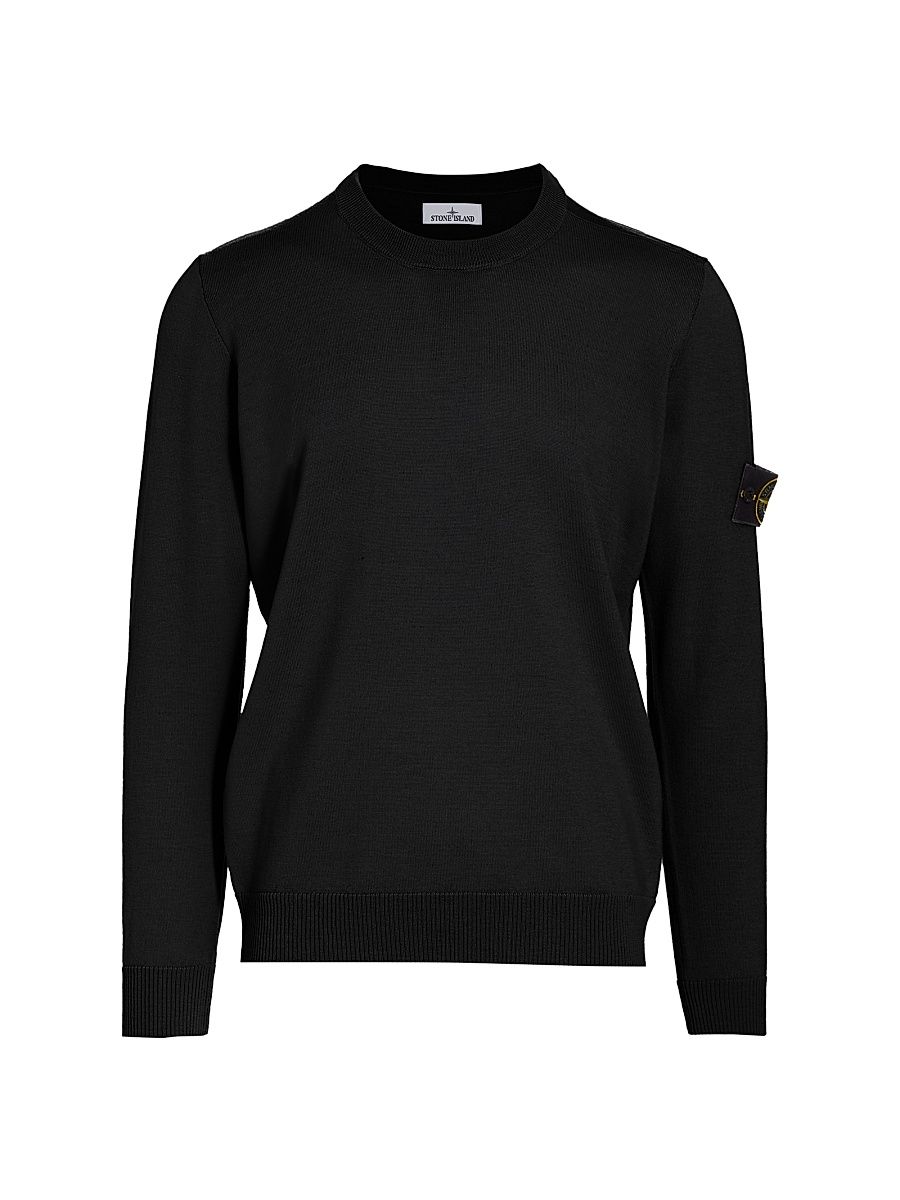 Men's Wool Crewneck Sweater - Black - Size XL
