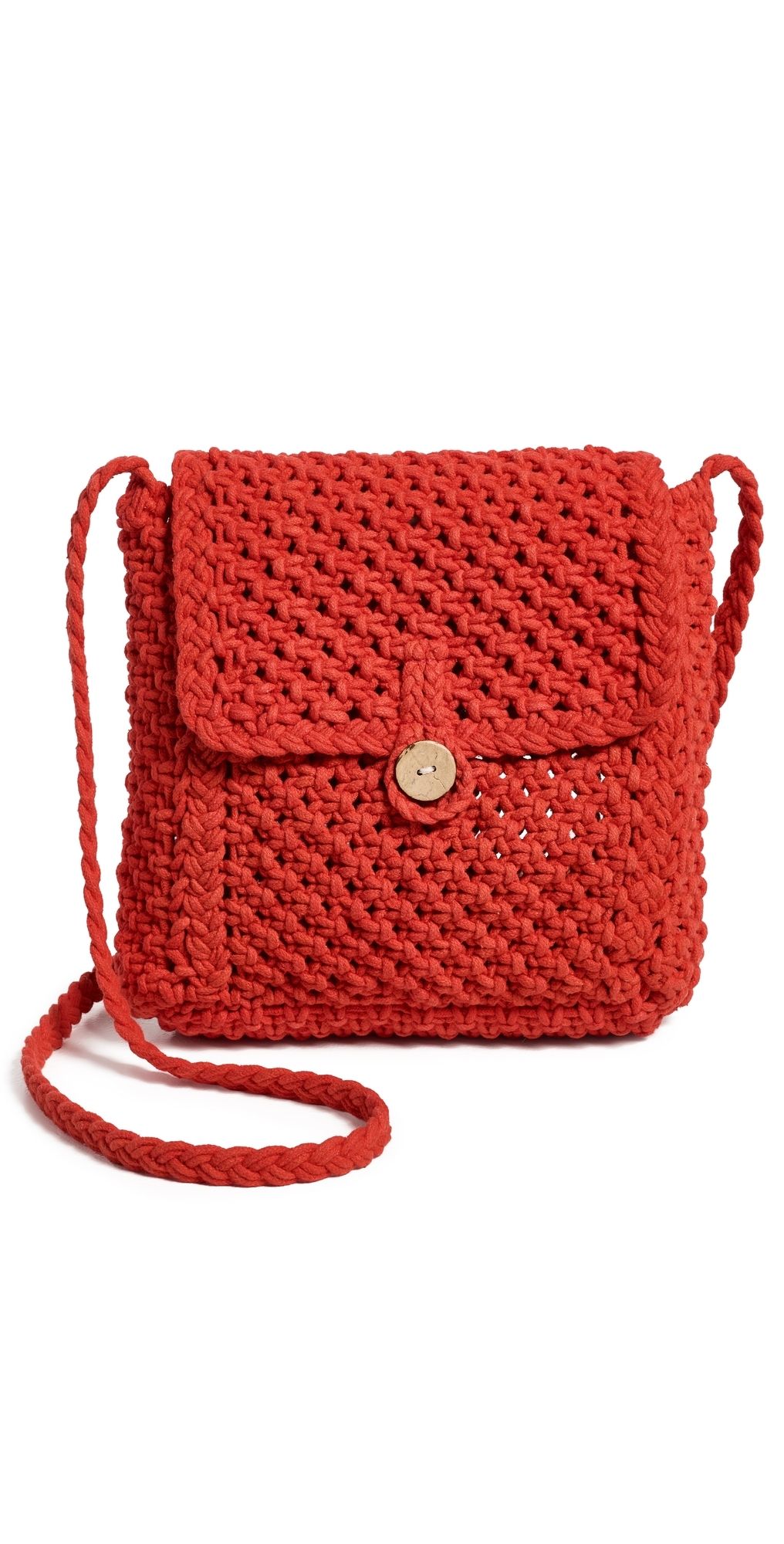 Faherty Macrame Crossbody Flap Bag Poppy Red One Size