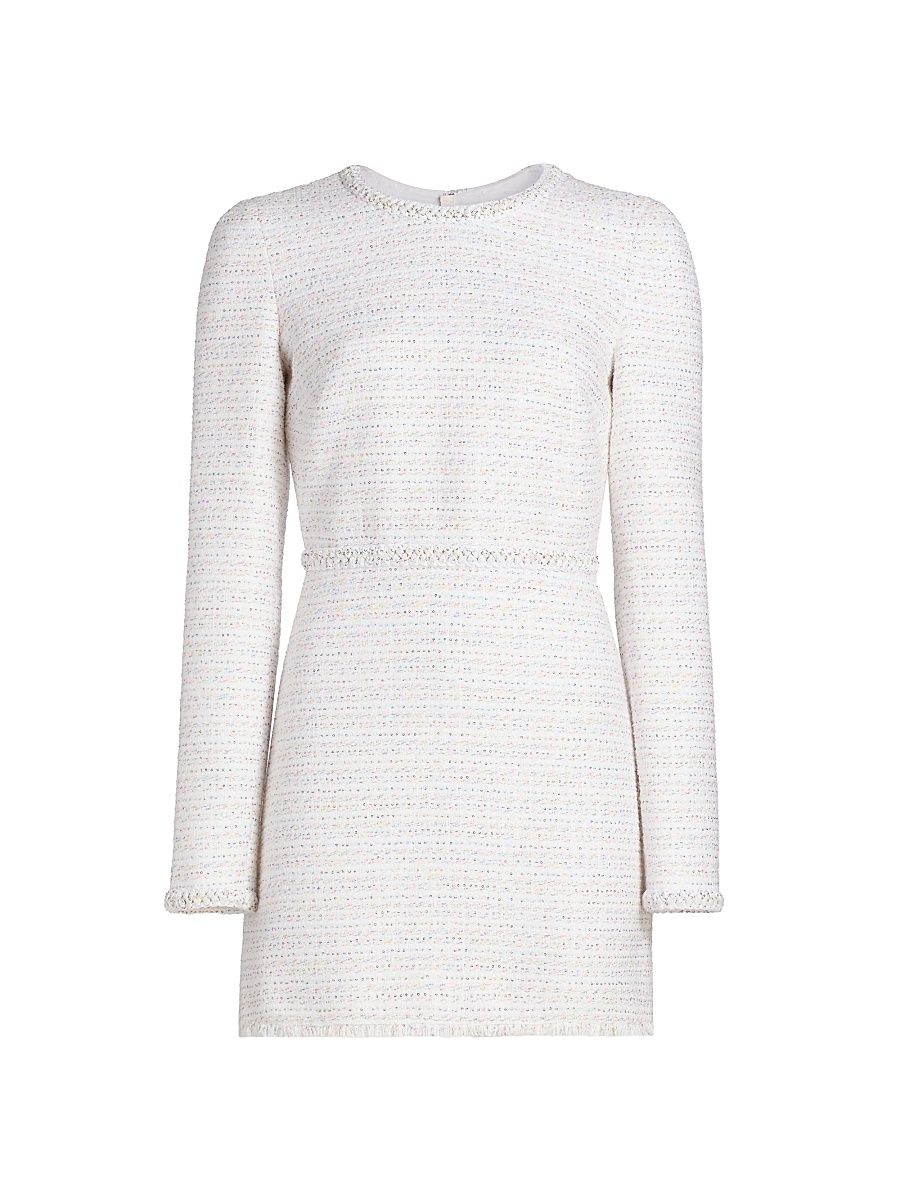 Women's Sequined Tweed Bouclé Minidress - Ivory Multi - Size 00