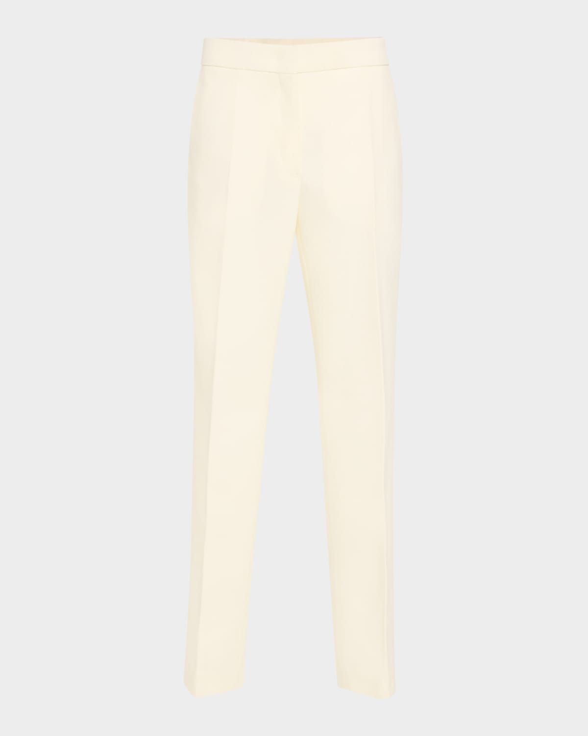 Slits-Hem Straight-Leg Wool Trousers