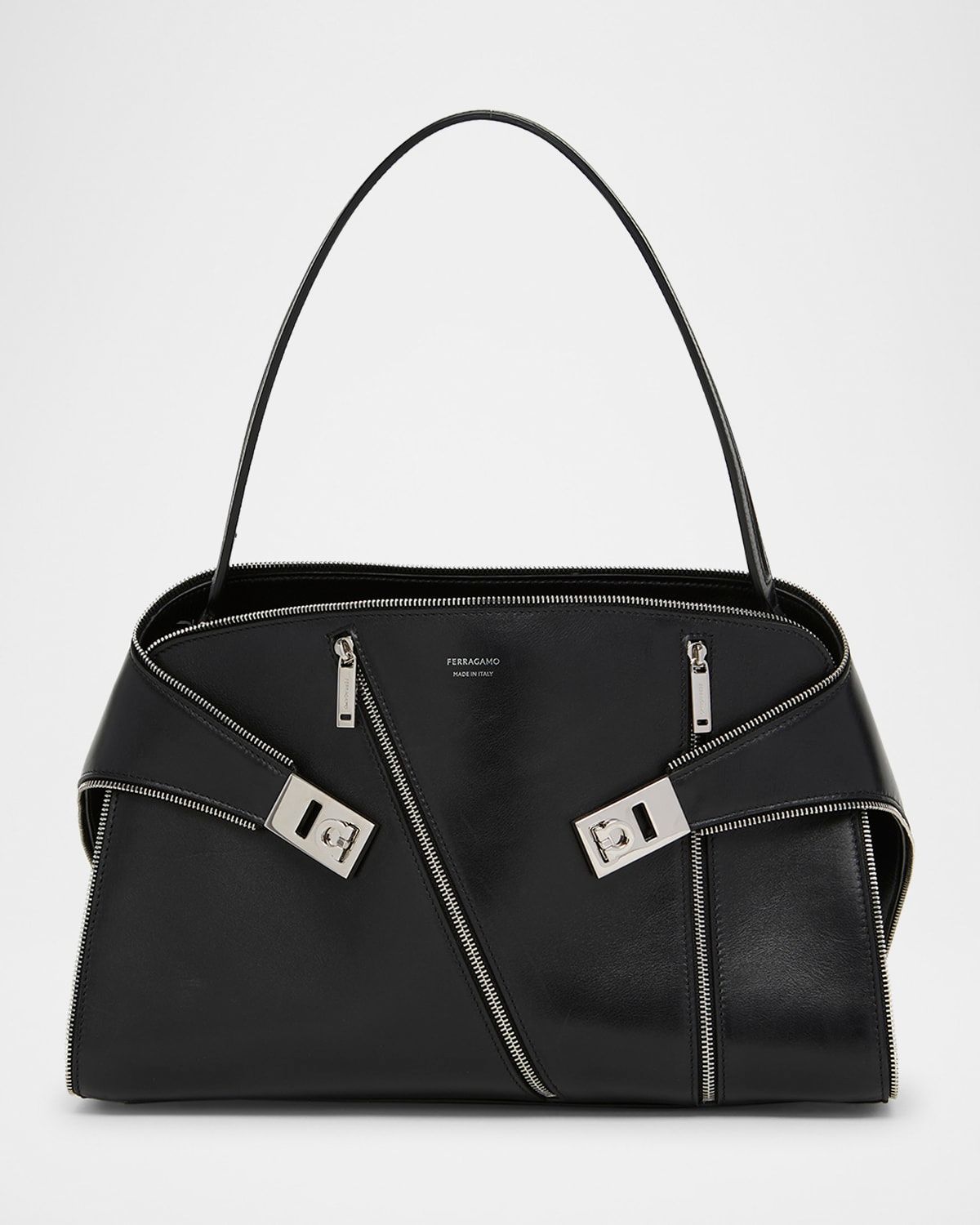 Hug Multi-Zip Leather Crossbody Bag