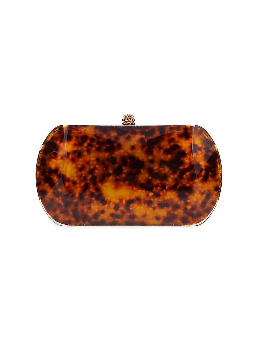 Women's Giulia Clutch in Plexi with Gold Hardware - Tortise