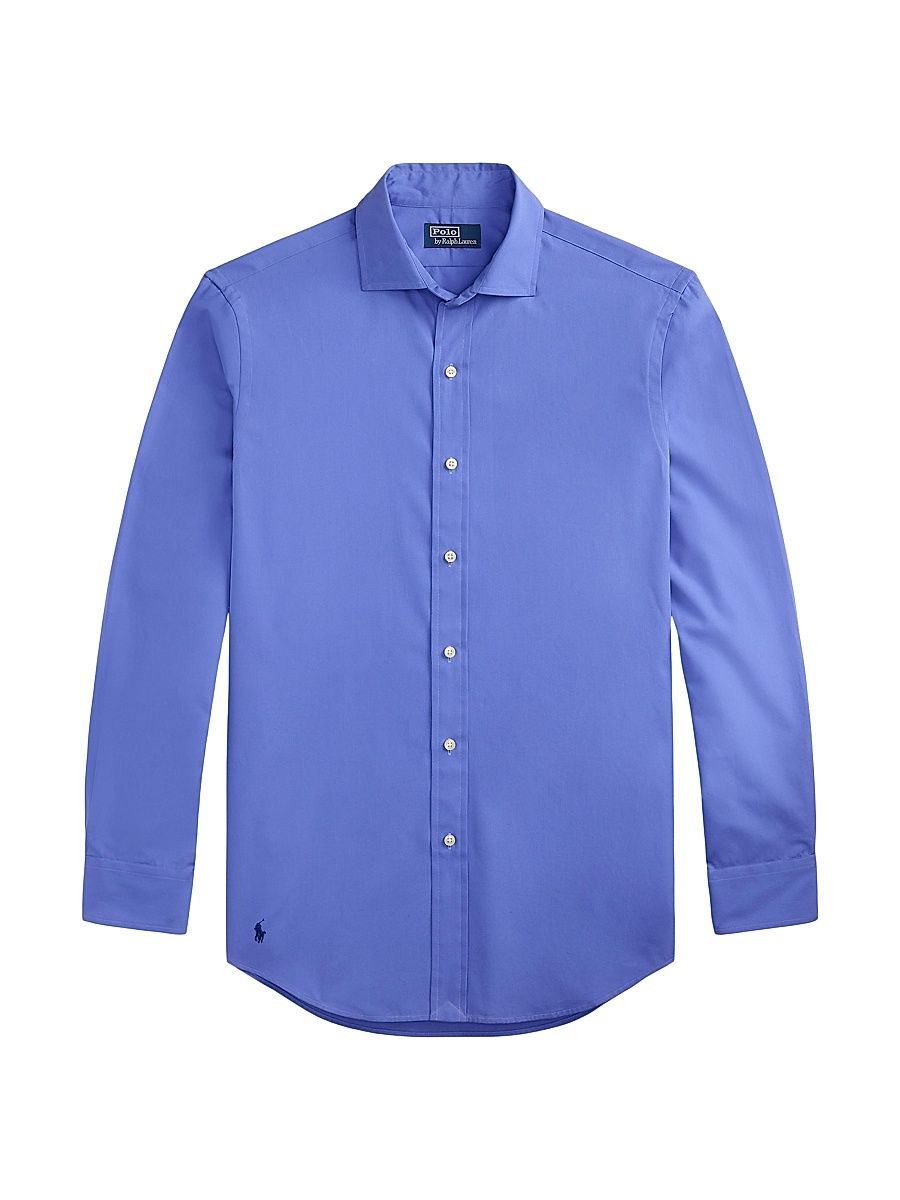 Men's Logo Cotton Long-Sleeve Shirt - Copen Blue - Size XXL