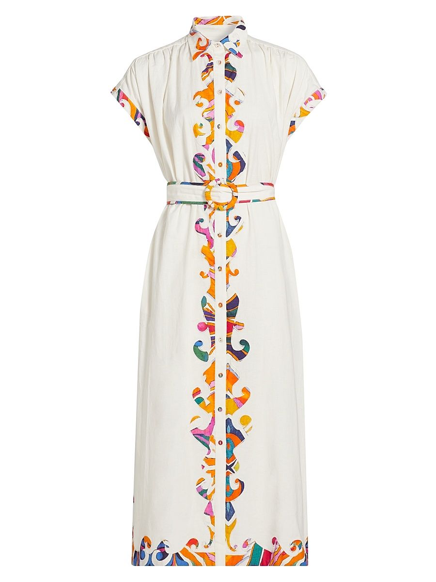 Women's Valerie Belted Cotton Caftan - Sugar Sizzle - Size Medium