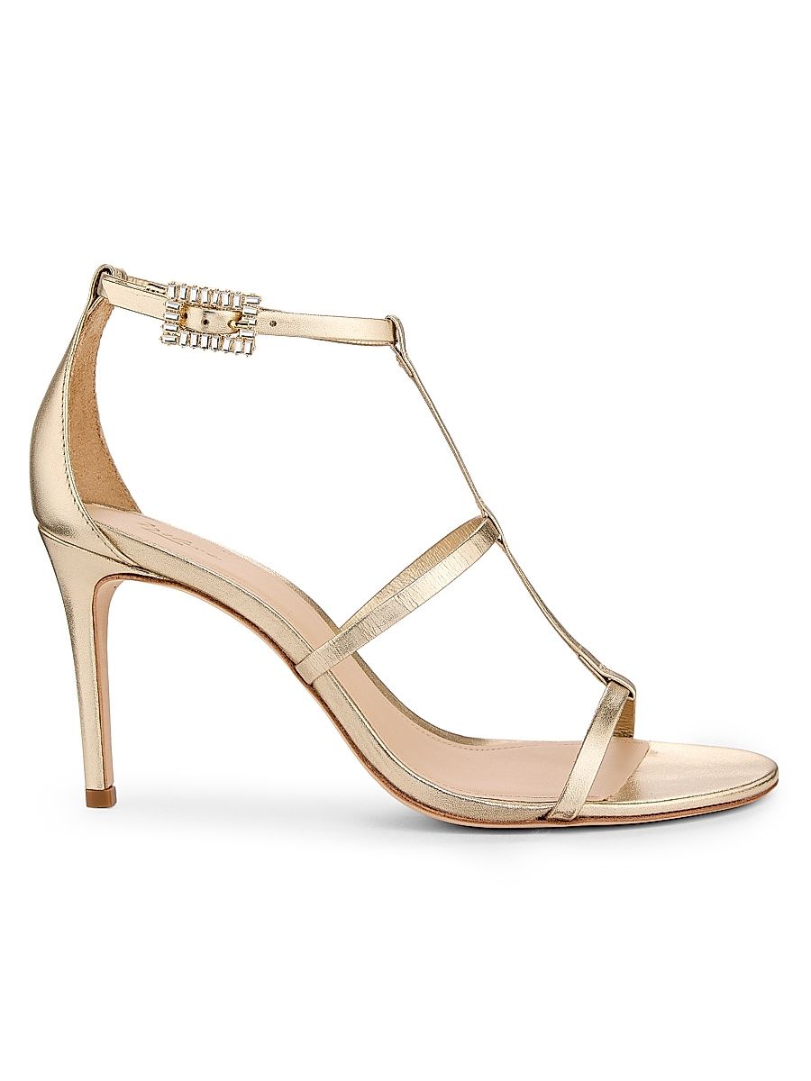 Women's 90MM Crystal-Embellished Satin Stiletto Sandals - Light Gold - Size 6.5