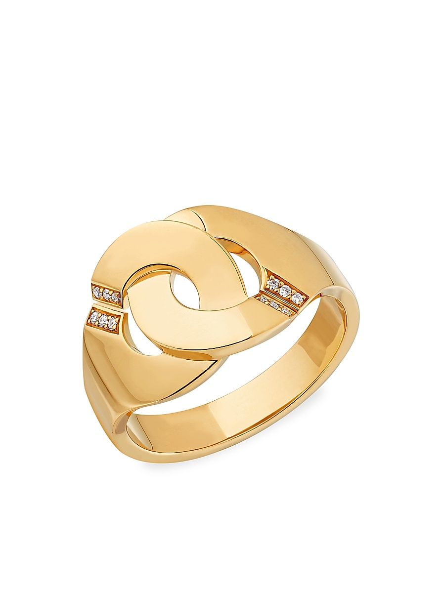 Women's Menottes 18K Yellow Gold & Diamond Ring - Gold - Size 7.25