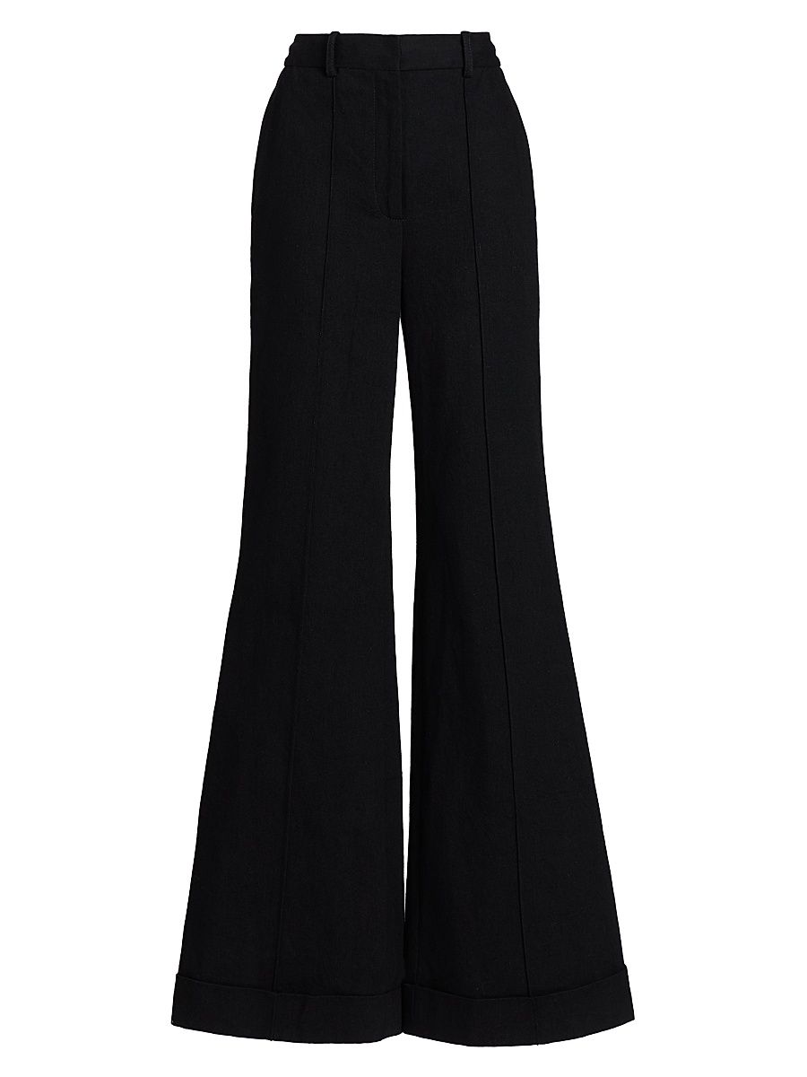 Women's Deeda Cotton Wide-Leg Pants - Black - Size 12