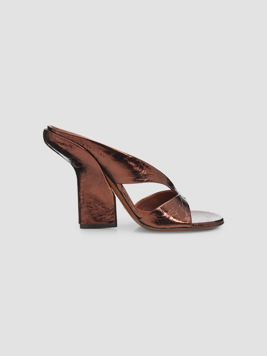 Dries Van Noten Women's Mosaicon 100MM Metallic Leather Mules - Mid Brown - Size 11