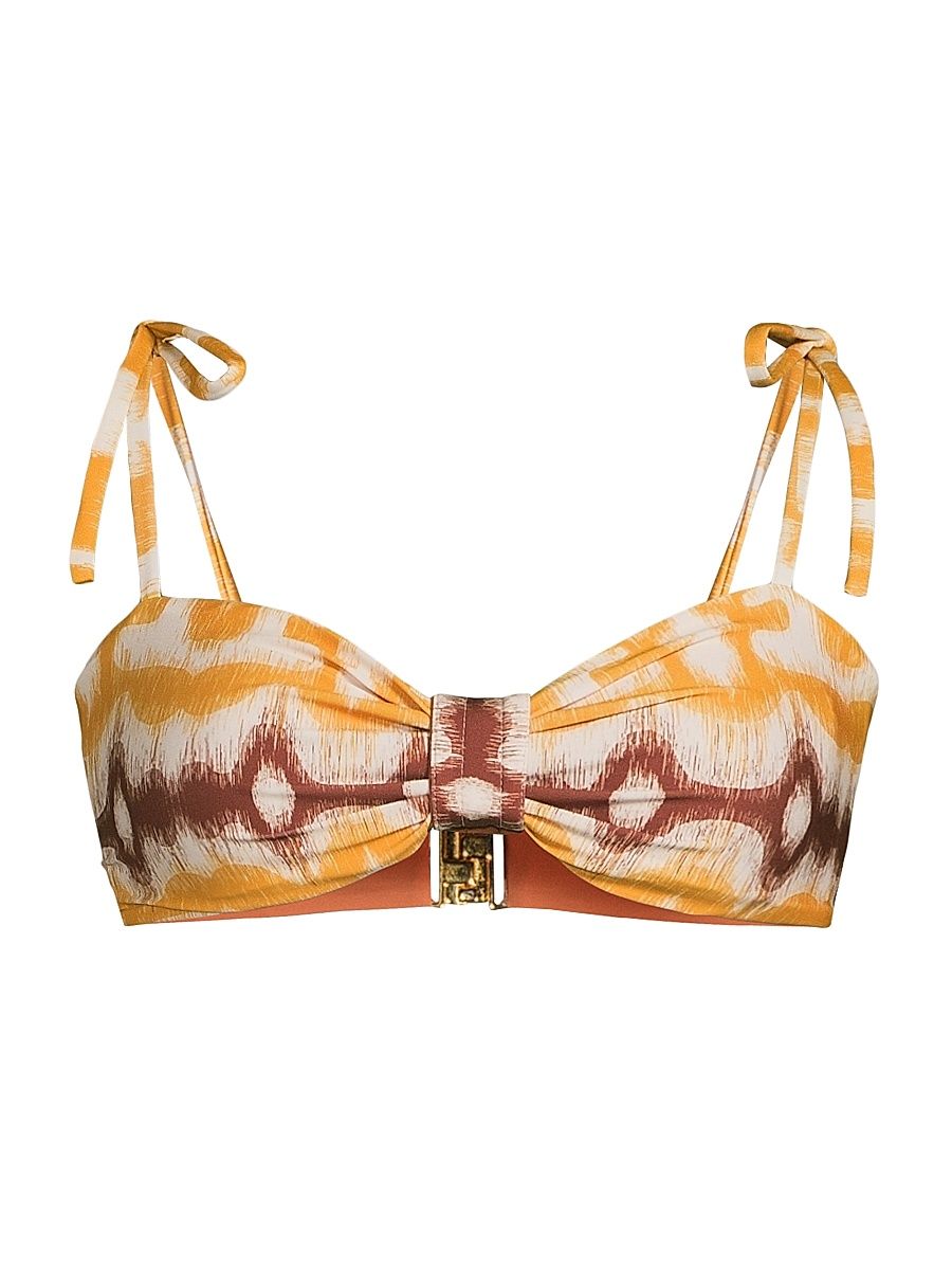 Women's San Miguel Bikini Top - Yellow Ikat Western - Size Medium