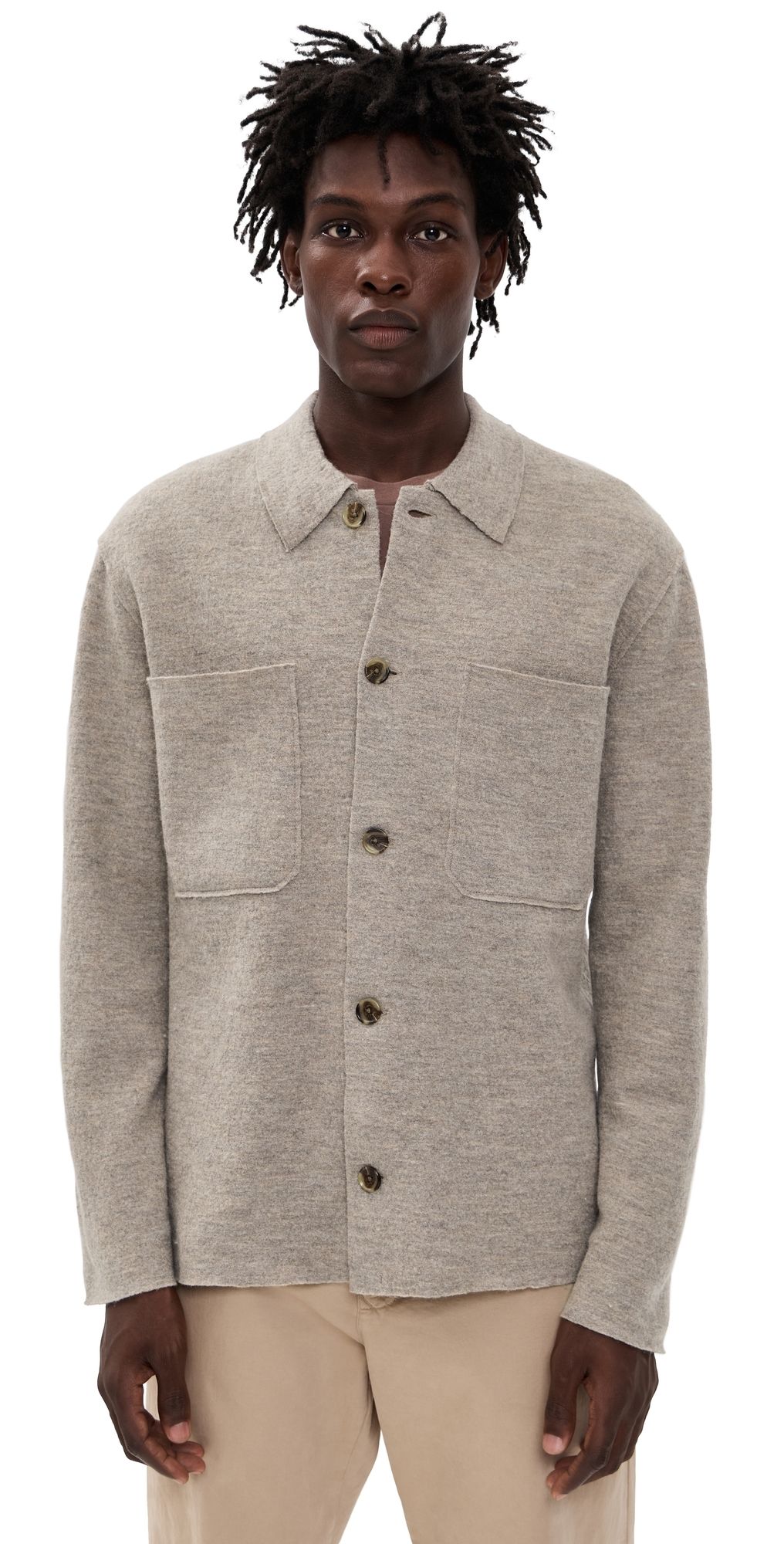 NN07 Jonas Full Button Sweater Khaki Beige XL