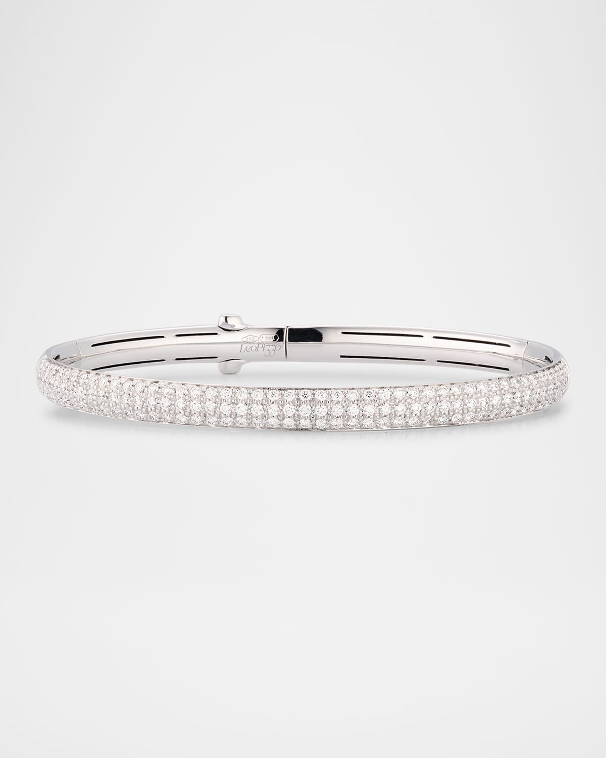 18K White Gold Thin Pavé Diamond Bangle
